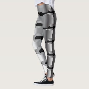 Moderne geometrische grijs & zwart metallic textuu leggings