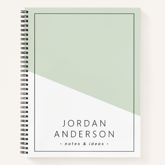 Moderne geometrische grijze witte naam en tekst notitieboek (Voorkant)