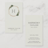 Moderne geometrische groen monogram verticaal visitekaartje (Voorkant / Achterkant)