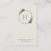 Moderne geometrische groen monogram verticaal visitekaartje (Voorkant)