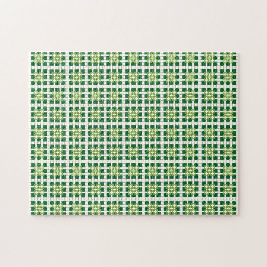 Moderne geometrische groene bos vierkanten patroon legpuzzel (Horizontaal)