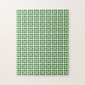 Moderne geometrische groene bos vierkanten patroon legpuzzel (Verticaal)