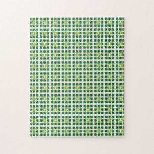 Moderne geometrische groene bos vierkanten patroon legpuzzel