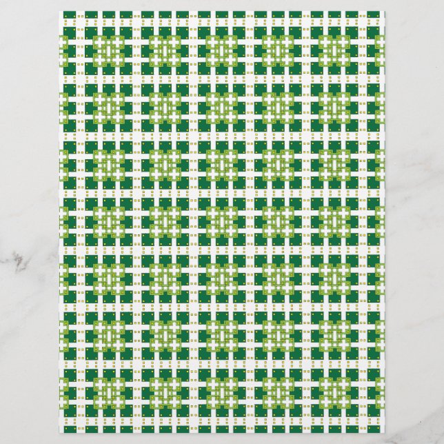 Moderne geometrische groene bosvierkanten patroon (Voorkant)