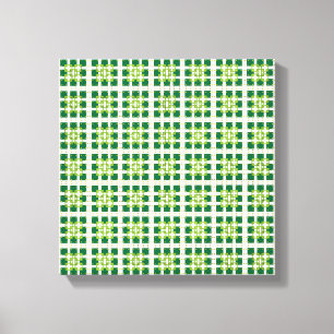 Moderne geometrische groene bosvierkanten patroon canvas afdruk