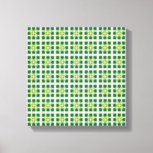 Moderne geometrische groene bosvierkanten patroon canvas afdruk (Voorkant)