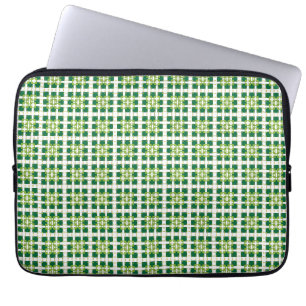 Moderne geometrische groene bosvierkanten patroon laptop sleeve