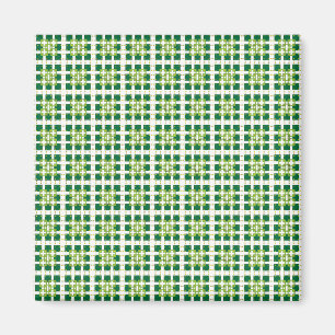Moderne geometrische groene bosvierkanten patroon magneet
