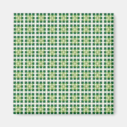 Moderne geometrische groene bosvierkanten patroon magneet (Voorkant)