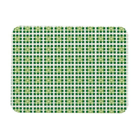 Moderne geometrische groene bosvierkanten patroon magneet (Horizontaal)