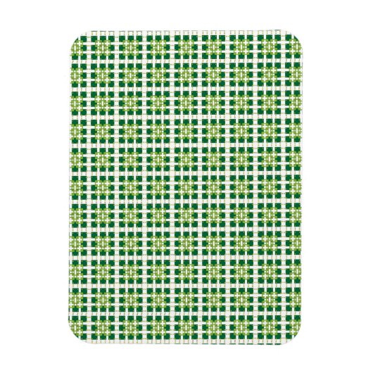 Moderne geometrische groene bosvierkanten patroon magneet (Verticaal)