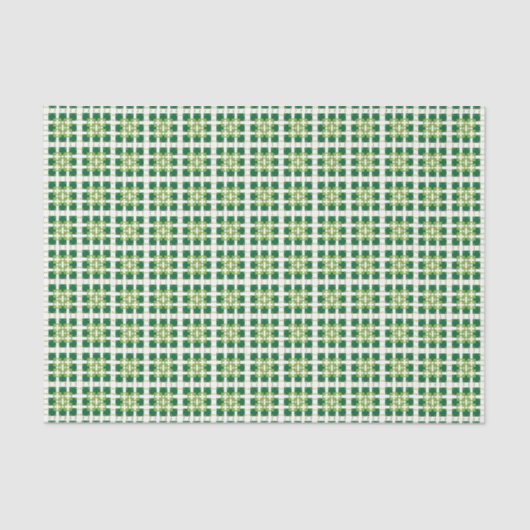 Moderne geometrische groene bosvierkanten patroon tissuepapier (Voorkant)