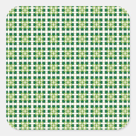 Moderne geometrische groene bosvierkanten patroon vierkante sticker (Voorkant)