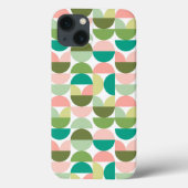 Moderne geometrische groene en perzik Case-Mate iPhone case (Achterkant)