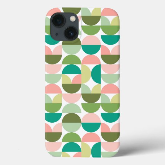 Moderne geometrische groene en perzik Case-Mate iPhone case (Achterkant)