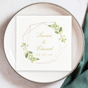 Moderne Geometrische Groene Personalized Huwelijk Servet