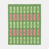 Moderne Geometrische Groene Roze Aangepaste Naam Fleece Deken (Voorkant)