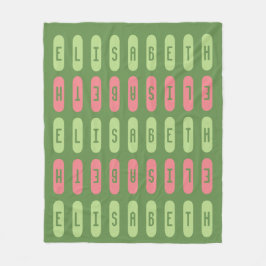 Moderne Geometrische Groene Roze Aangepaste Naam Fleece Deken