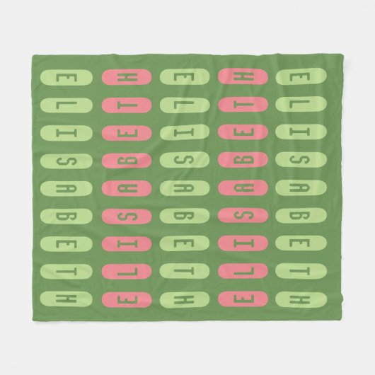 Moderne Geometrische Groene Roze Aangepaste Naam Fleece Deken (Voorkant (Horizontaal))