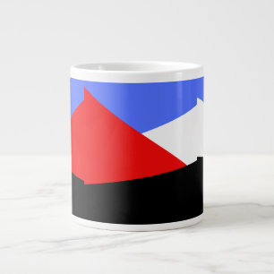 Moderne Geometrische Harlekijn Patroon Rood Blauw  Grote Koffiekop
