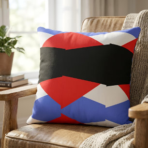 Moderne Geometrische Harlekijn Patroon Rood Blauw  Kussen