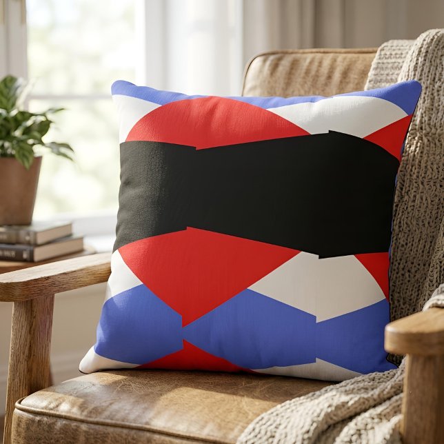 Moderne Geometrische Harlekijn Patroon Rood Blauw  Kussen (Creator heeft geüpload)