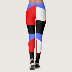Moderne Geometrische Harlekijn Patroon Rood Blauw Leggings