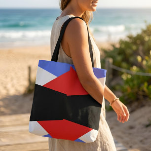 Moderne Geometrische Harlekijn Patroon Rood Blauw Tote Bag