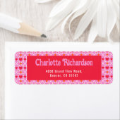 Moderne geometrische hartpatroon roze retouradres etiket (Insitu)
