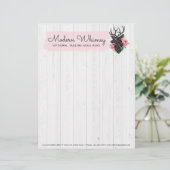 Moderne geometrische herten & versleten rozen rust persoonlijk briefhoofd (Staand voorkant)