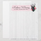 Moderne geometrische herten & versleten rozen rust persoonlijk briefhoofd (Voorkant / Achterkant)