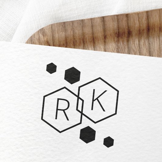 Moderne geometrische hexagons bruiloft-initiaal rubberstempel