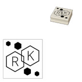 Moderne geometrische hexagons bruiloft-initiaal rubberstempel (Gestempeld)