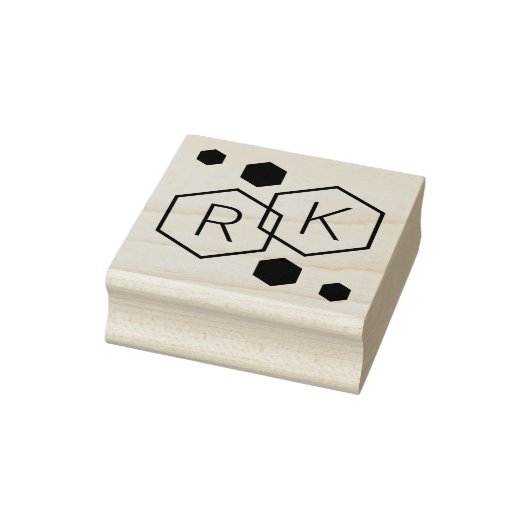 Moderne geometrische hexagons bruiloft-initiaal rubberstempel (Stempel)