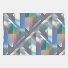 Moderne geometrische holografische pasteelregenboo inpakpapier vel
