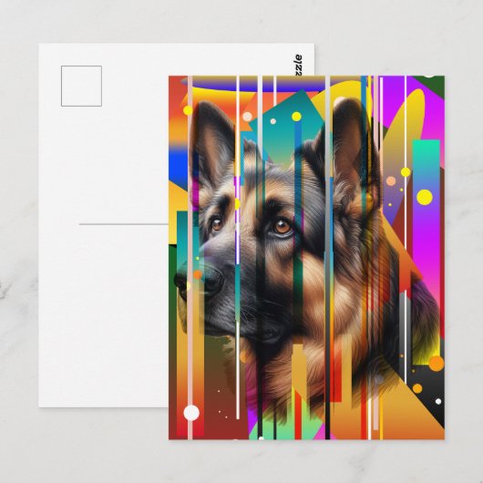 Moderne Geometrische Hond Briefkaart (Voorkant / Achterkant)