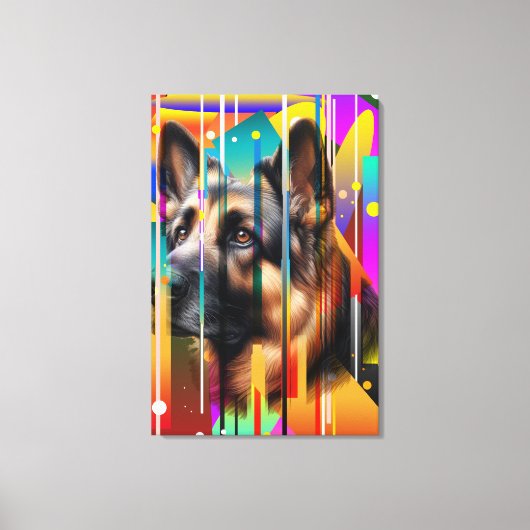 Moderne geometrische hond canvas afdruk (Voorkant)