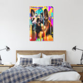 Moderne geometrische hond canvas afdruk (Insitu (Slaapkamer))