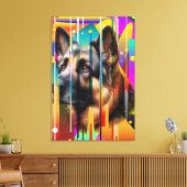 Moderne geometrische hond canvas afdruk (Insitu (Woonkamer))
