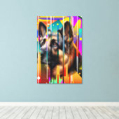 Moderne geometrische hond canvas afdruk (Insitu (Houten vloer))