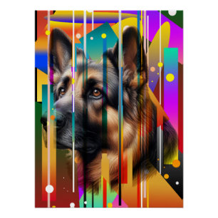 Moderne geometrische hond perfect poster