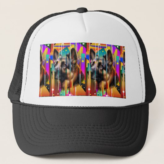 Moderne Geometrische Hond Trucker Pet (Voorkant)