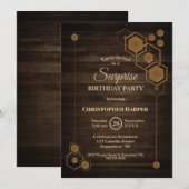 Moderne geometrische houten verrassingsverjaardags kaart (Voorkant / Achterkant)