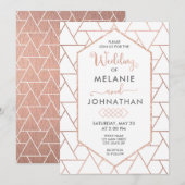 Moderne Geometrische Huwelijksuitnodiging, Roos Go Kaart (Voorkant / Achterkant)