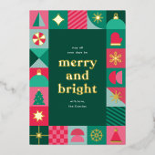 Moderne Geometrische Iconen Kerstgroet Folie Feestdagenkaart (Voorkant)