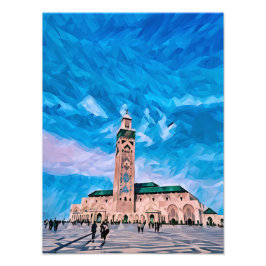 Moderne geometrische illustratie van de Hassan II- Foto Afdruk