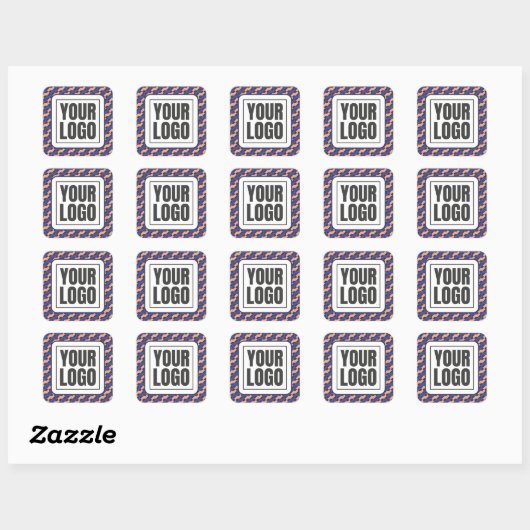 Moderne geometrische in elkaar grijpende patroon b vierkante sticker (Vel)