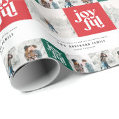 Moderne geometrische joyful typografie foto kerst cadeaupapier (Rol Hoek)