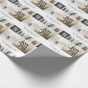 Moderne geometrische joyful typografie goudkerst cadeaupapier