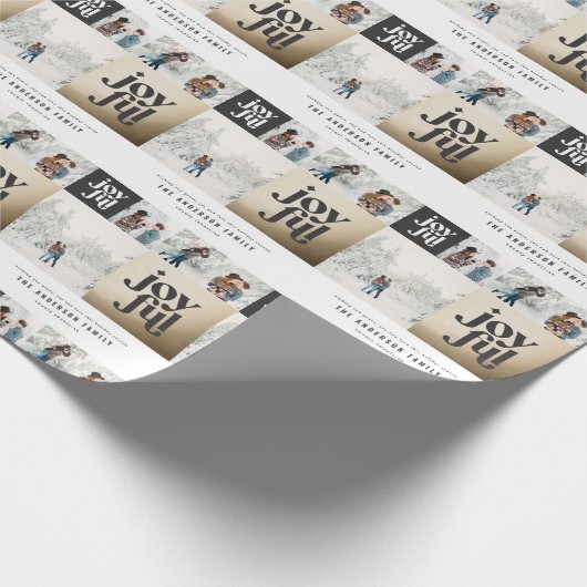 Moderne geometrische joyful typografie goudkerst cadeaupapier (Hoek)